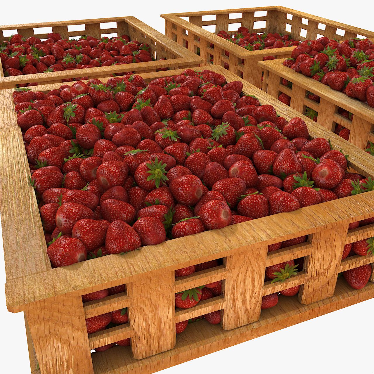 Strawberry Fruit Crates Case Market Store Shop Convenience General Grocery Greengrocery Detail Prop Fair Plantation Jungle South Plant Garden Greenhouse 3d model