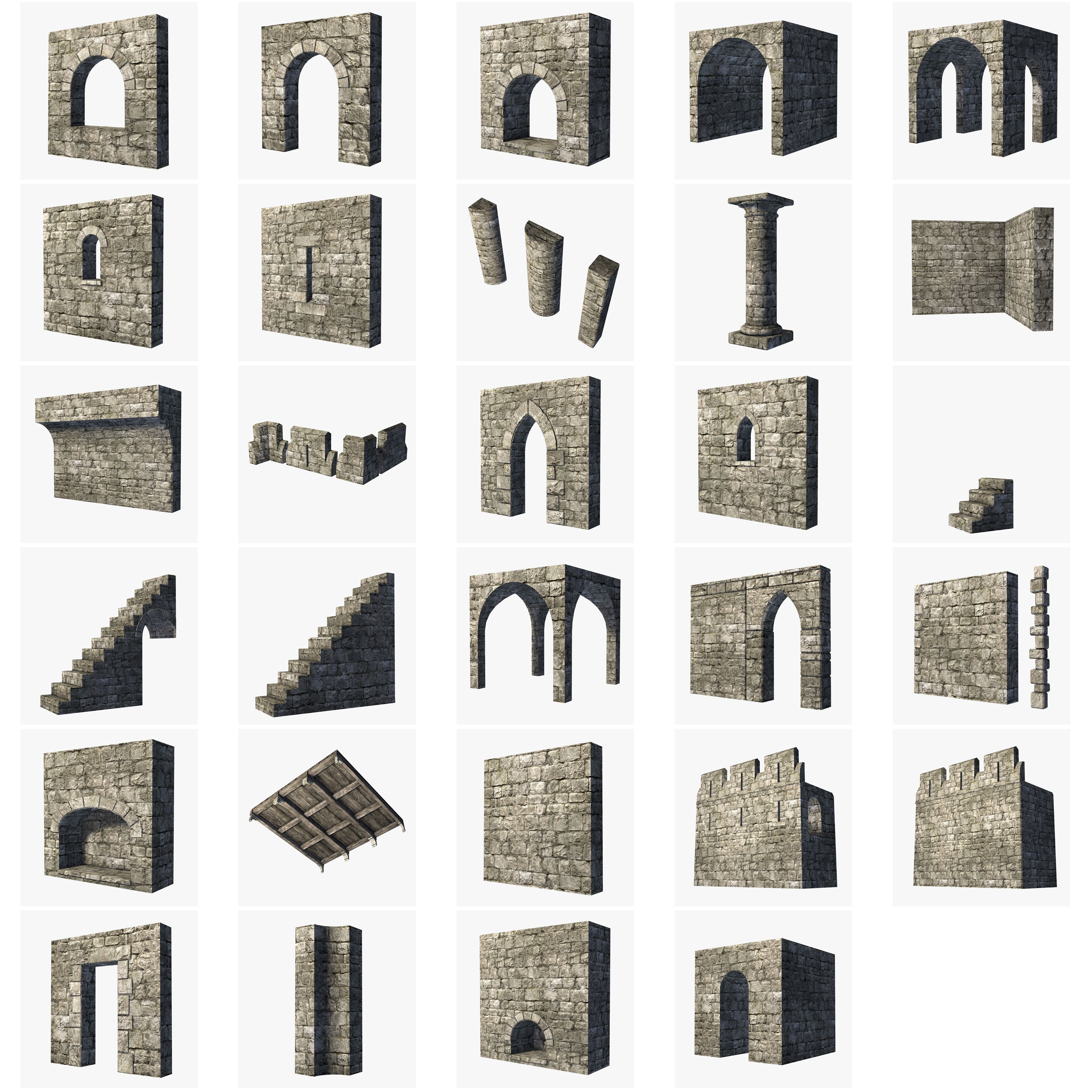 Modular Castle / Dungeon Building Set 3d model