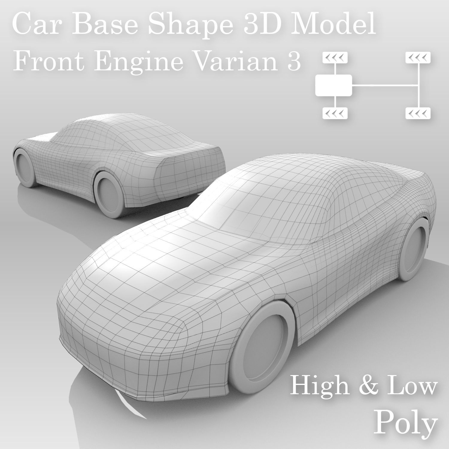 Car Base FR Layout Variant 3 3d model