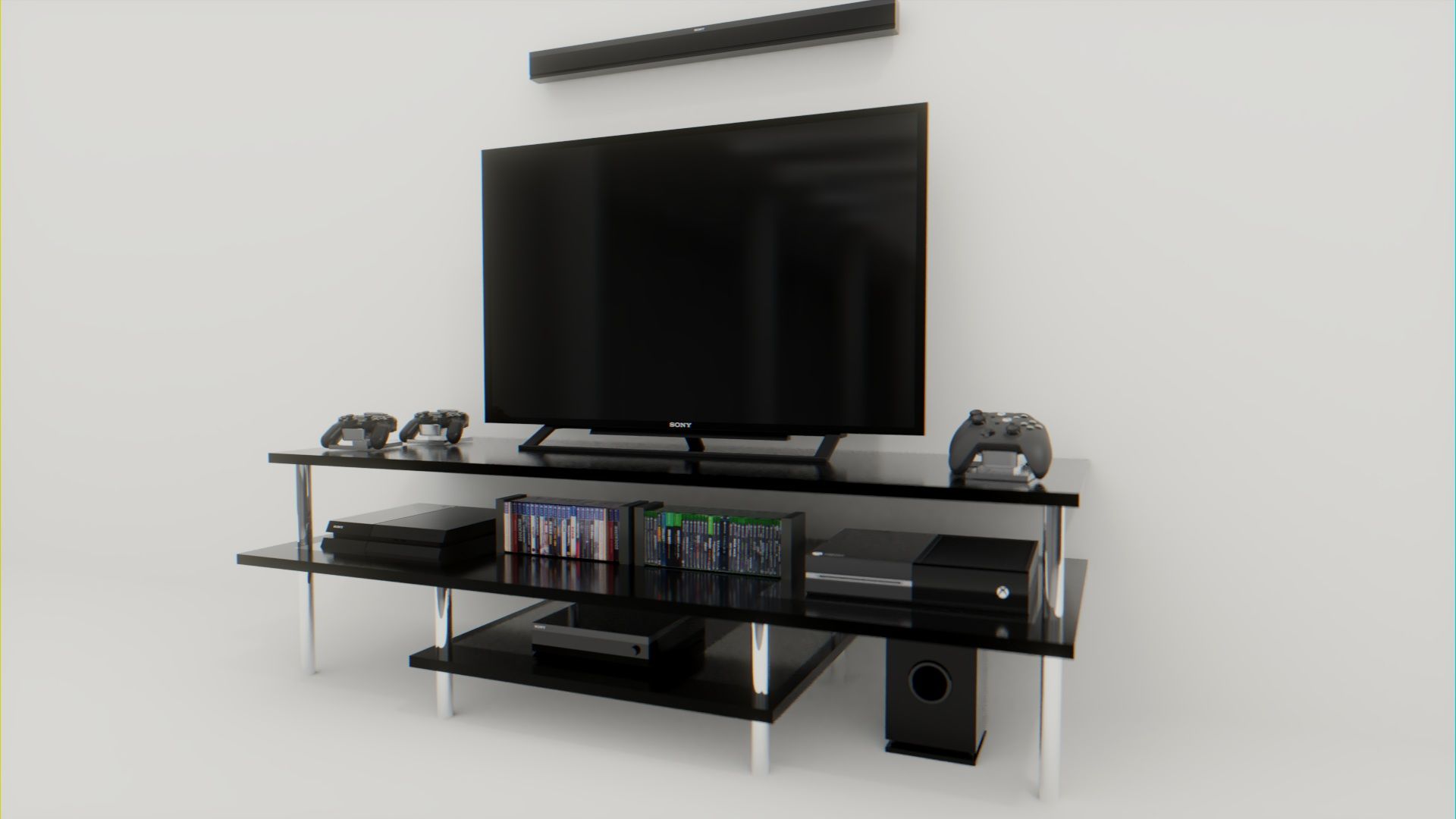 ps4, xbox one, tv and home theater 3d model