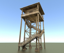 Watch Tower made of Wood 3d model